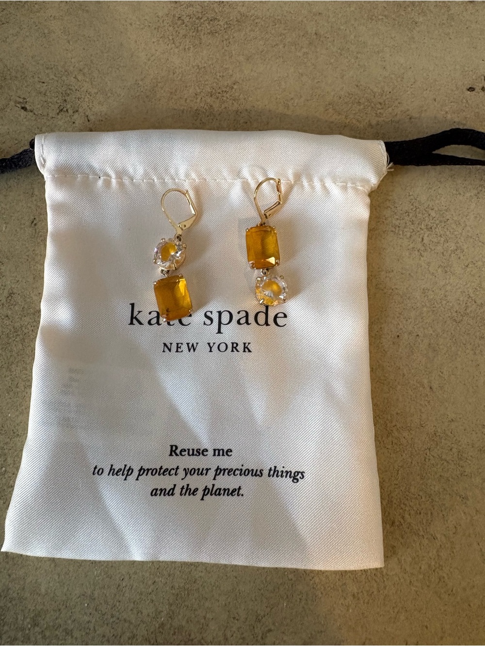 kate spade Gold-Tone Amber Drop Crystal Earrings